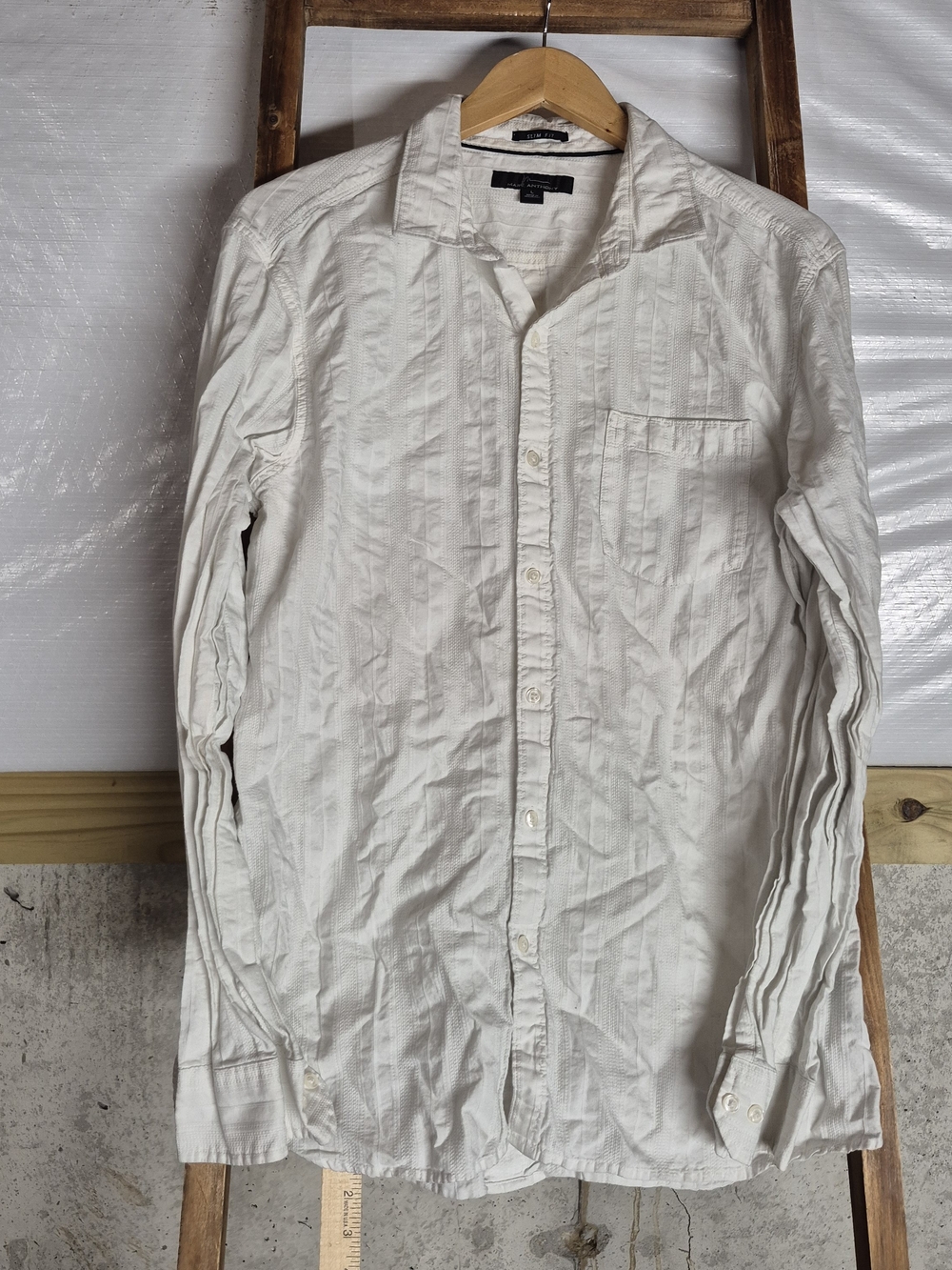 White Long-Sleeve Button-Up Shirt - Classic Casual